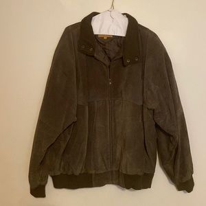 This coat is a extra large suede. The color is brown.